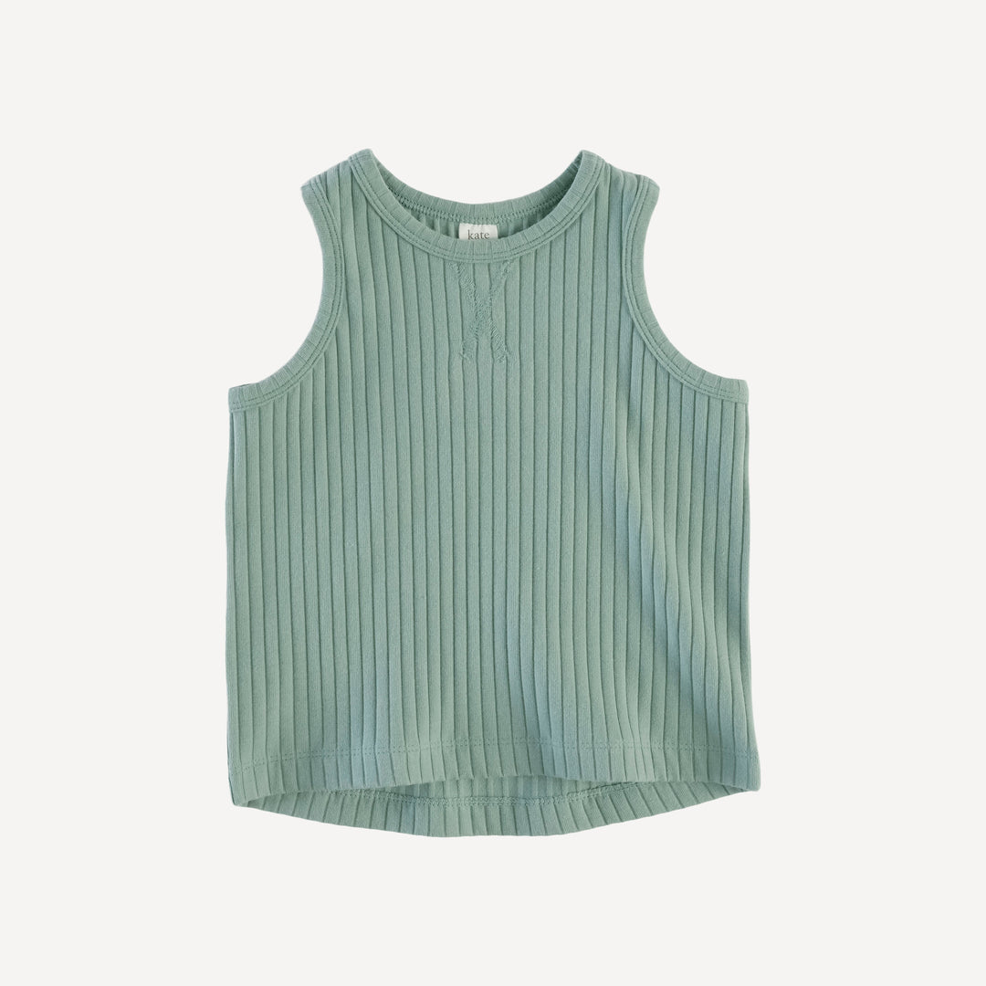 boxy topstitch tank | jadeite | organic cotton wide rib