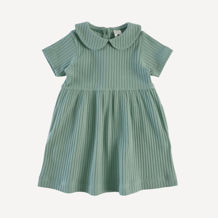 short sleeve peter pan dress | jadeite | organic cotton wide rib