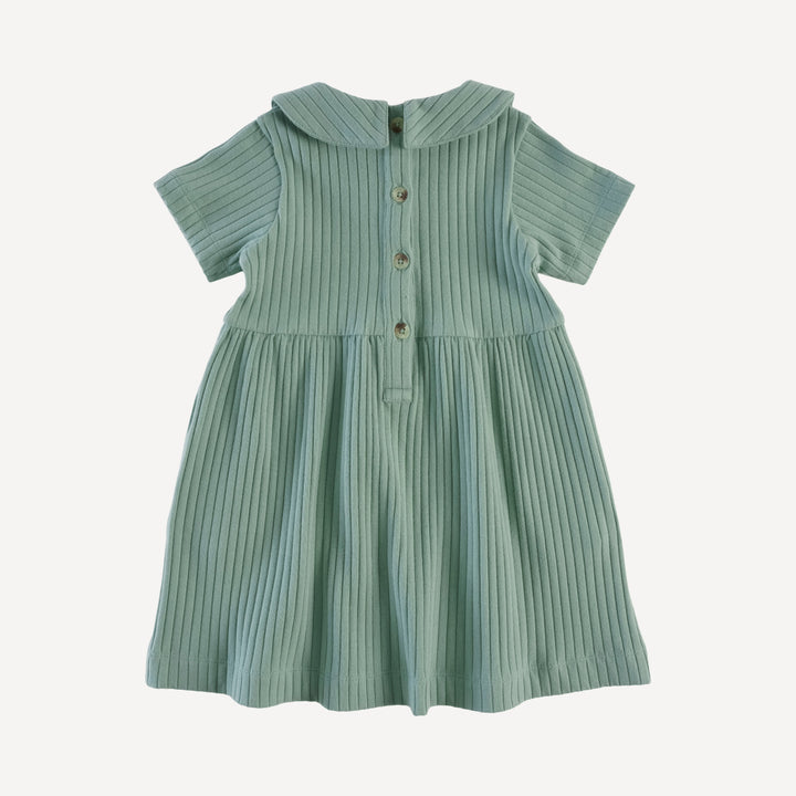 short sleeve peter pan dress | jadeite | organic cotton wide rib