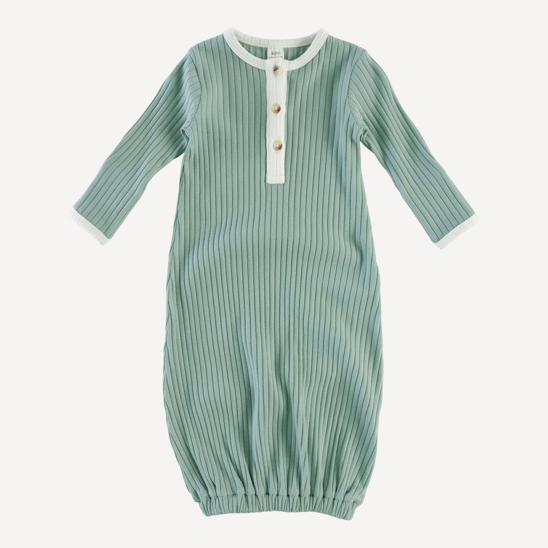 long sleeve henley infant sacque | jadeite | organic cotton wide rib