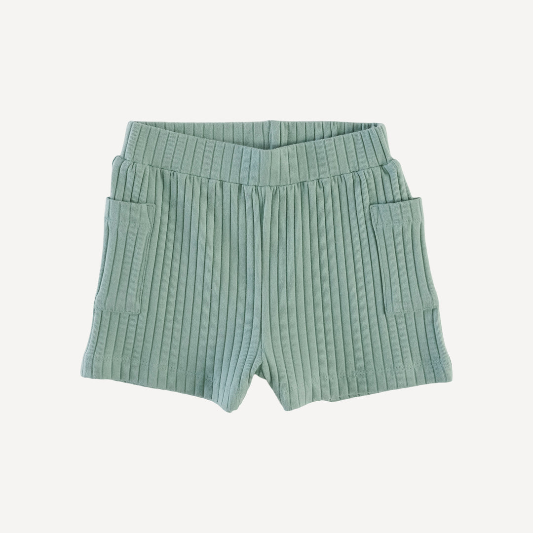 patch pocket short | jadeite | organic cotton wide rib