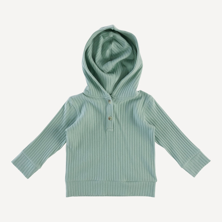 long sleeve henley hoodie | jadeite | organic cotton wide rib