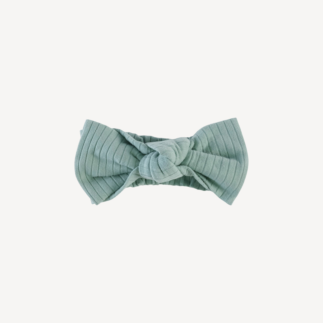 large bow elastic headband | jadeite | organic cotton wide rib