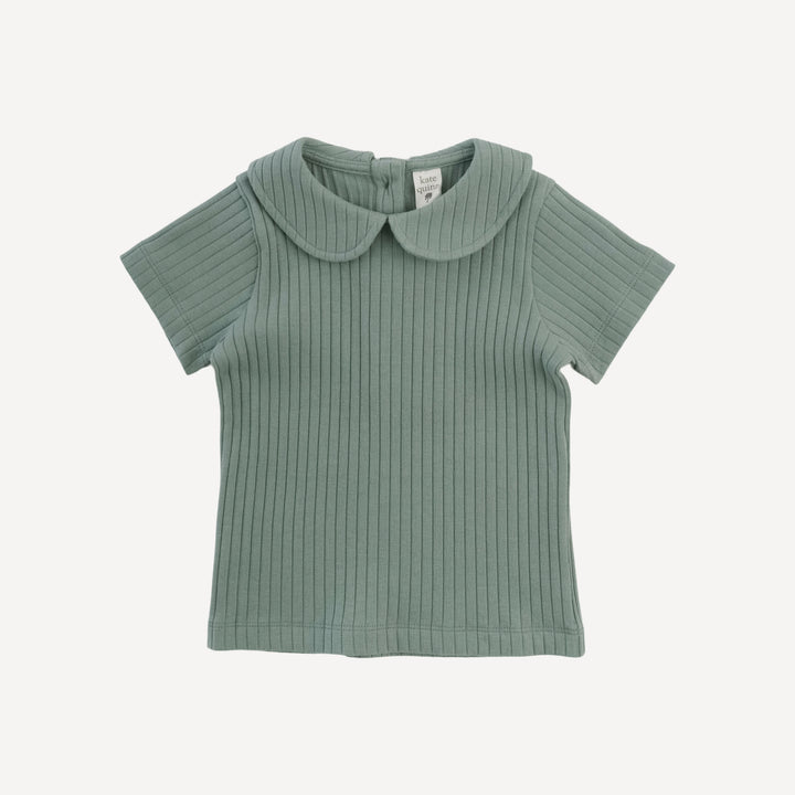 short sleeve peter pan tee | jadeite | organic cotton wide rib
