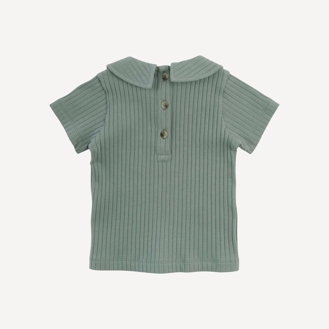 short sleeve peter pan tee | jadeite | organic cotton wide rib