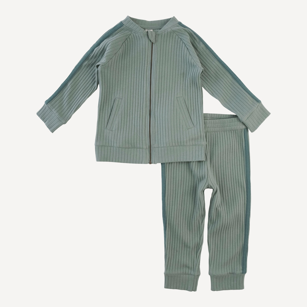 retro stripe track set | jadeite | organic cotton wide rib