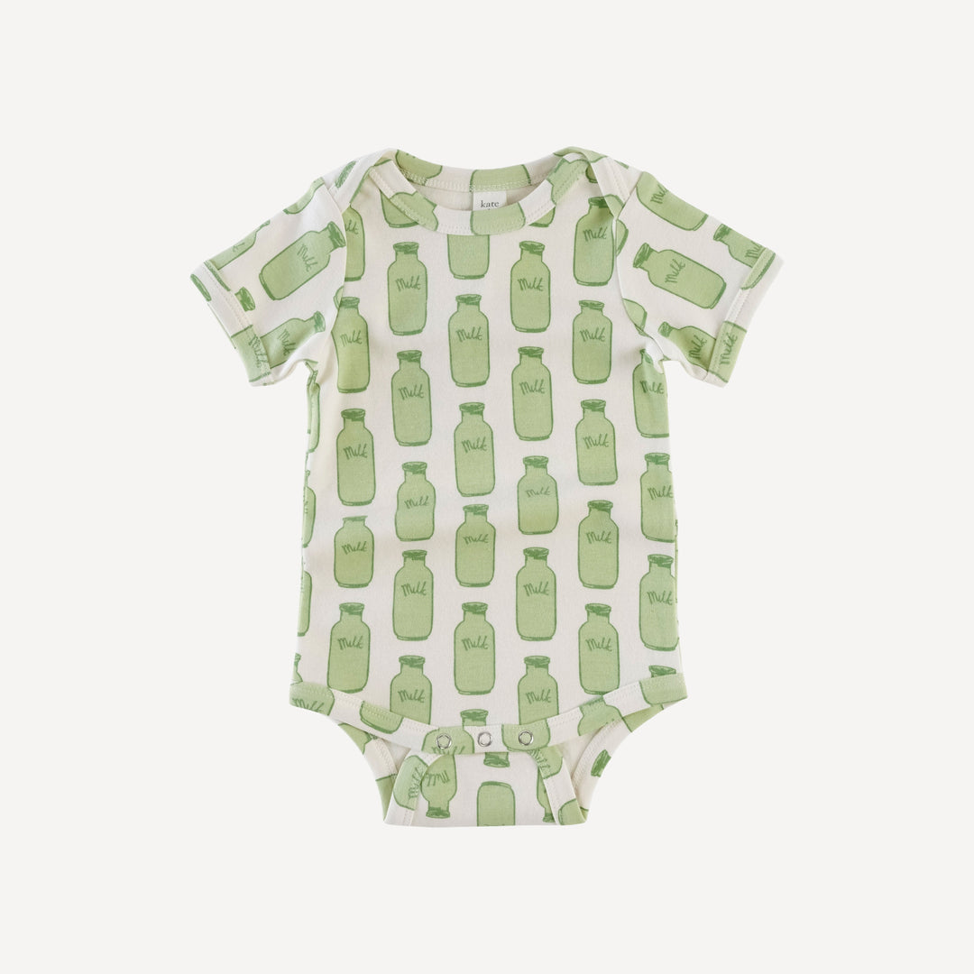 short sleeve lap neck bodysuit | jar of milk | organic cotton interlock