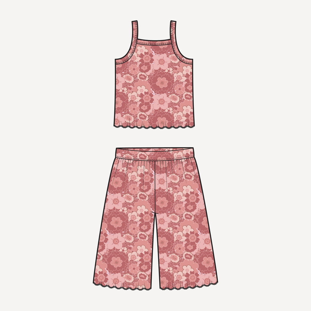 PREORDER jade set | pink mid-century floral | organic cotton jersey