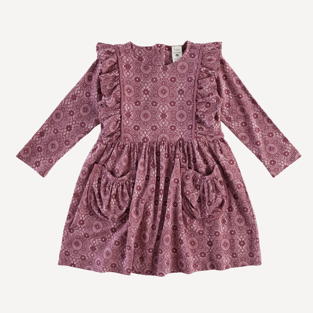 long sleeve piped pinafore pocket dress | kanga lace | bamboo