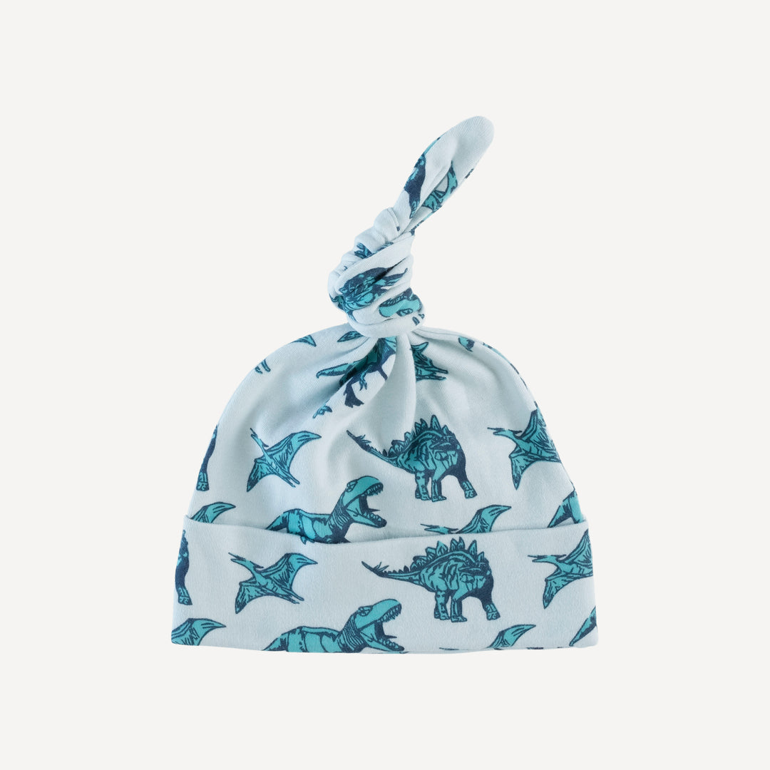 knot hat | aqua dinosaurs | organic cotton interlock