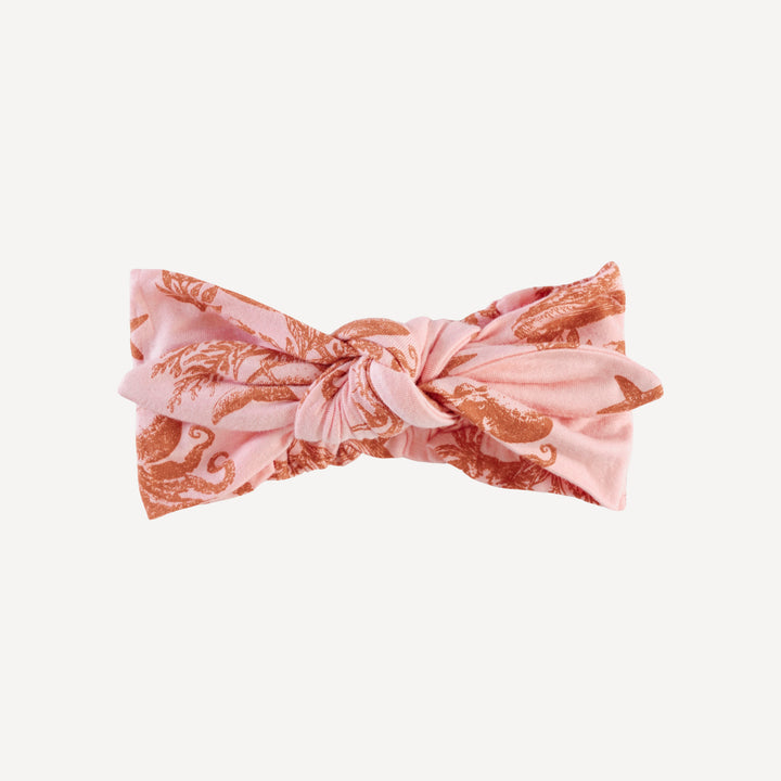 knot top headband | pink nautical toile | bamboo