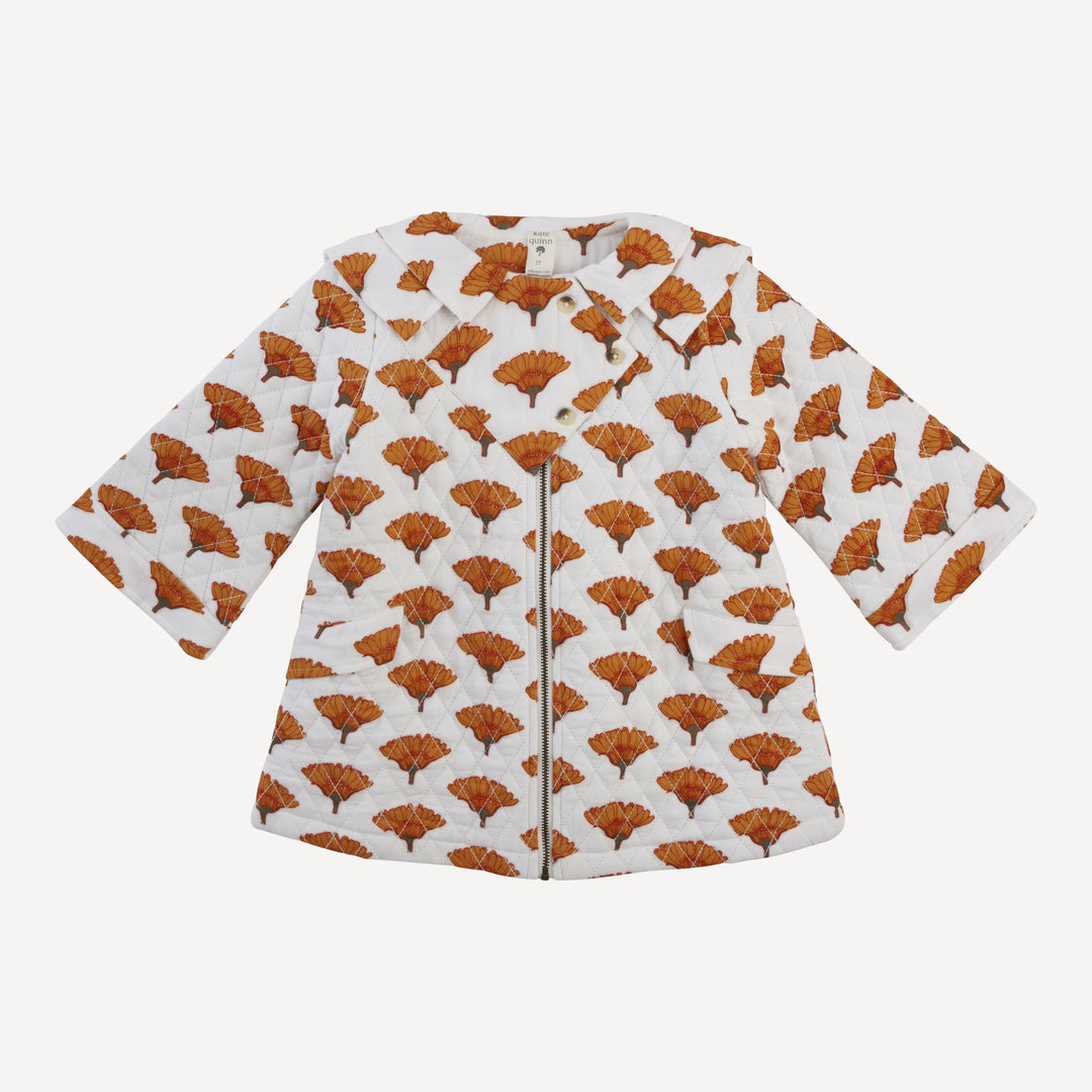 quilted diamond yoke double collar jacket | large marigold | organic cotton gauze