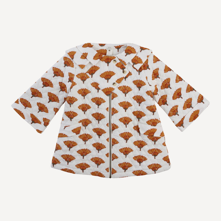 quilted diamond yoke double collar jacket | large marigold | organic cotton gauze