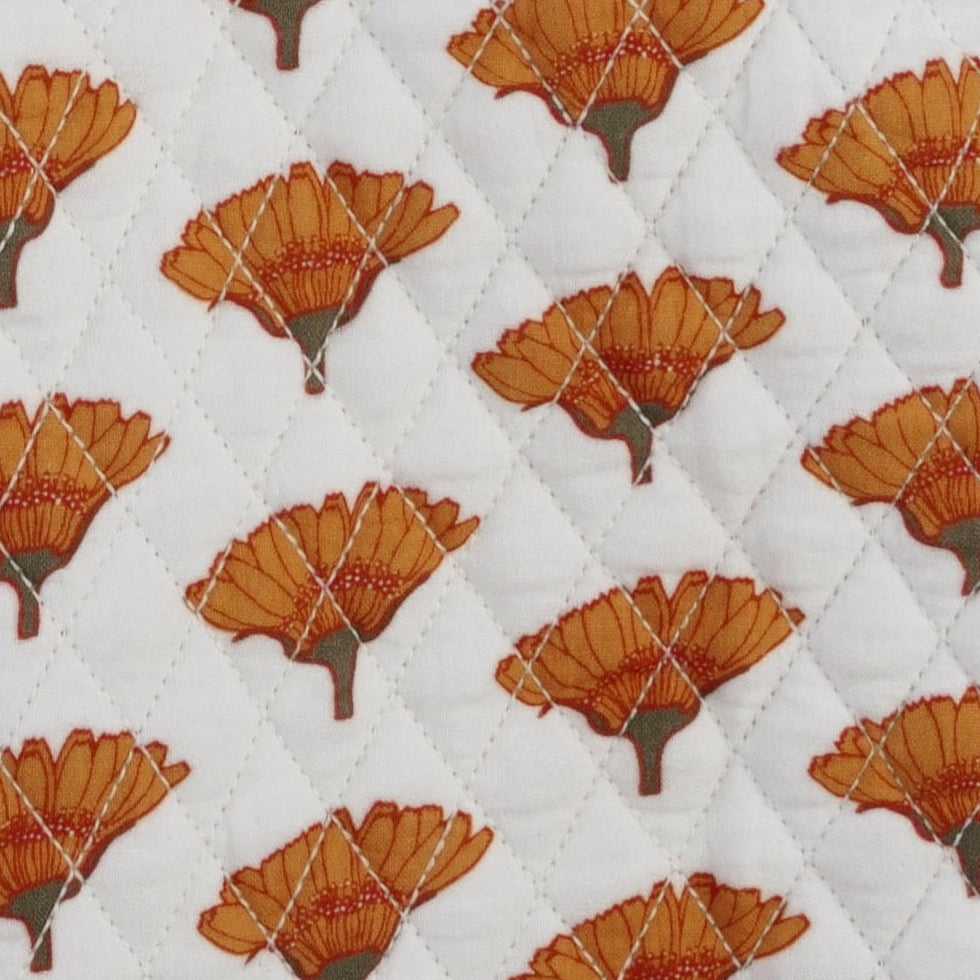quilted diamond yoke double collar jacket | large marigold | organic cotton gauze