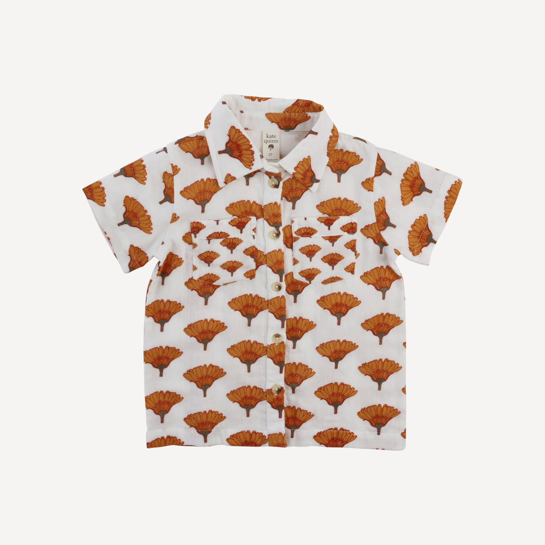 short sleeve button pocket shirt | large marigold | organic cotton gauze