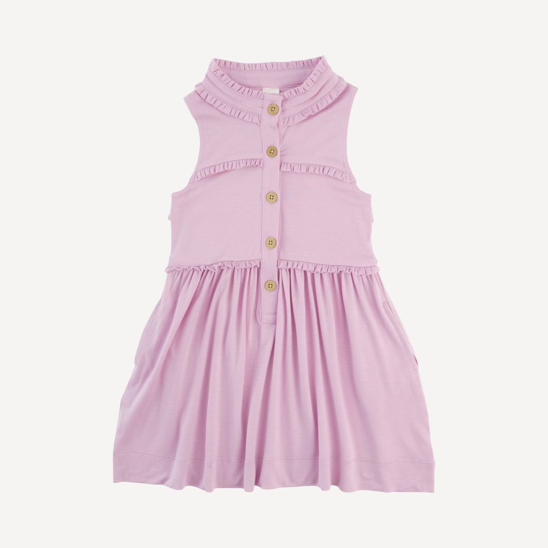 sleeveless tiny ruffle dress | lavender ice | modal