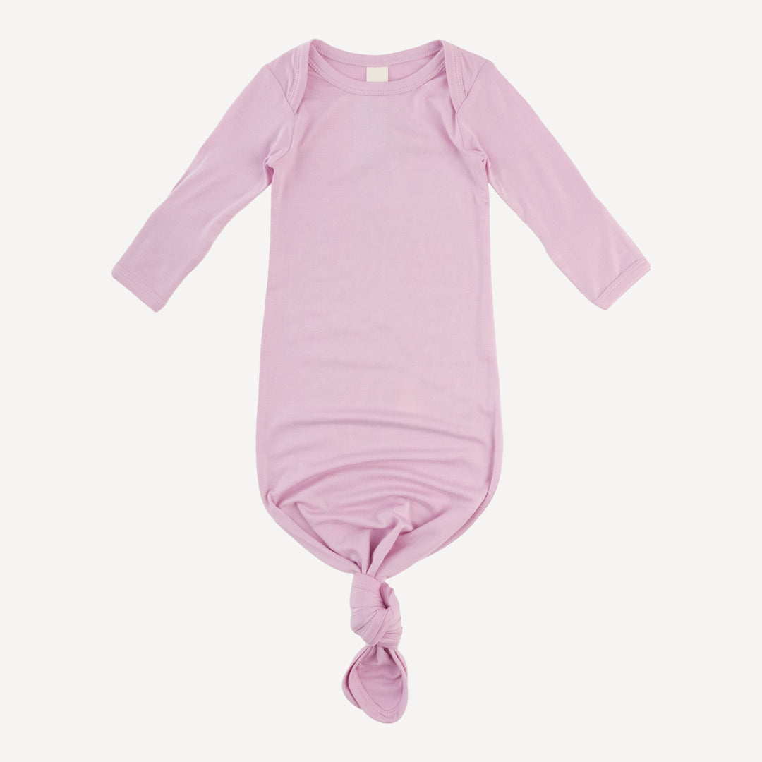 long sleeve lap neck knotted gown | lavender ice | modal
