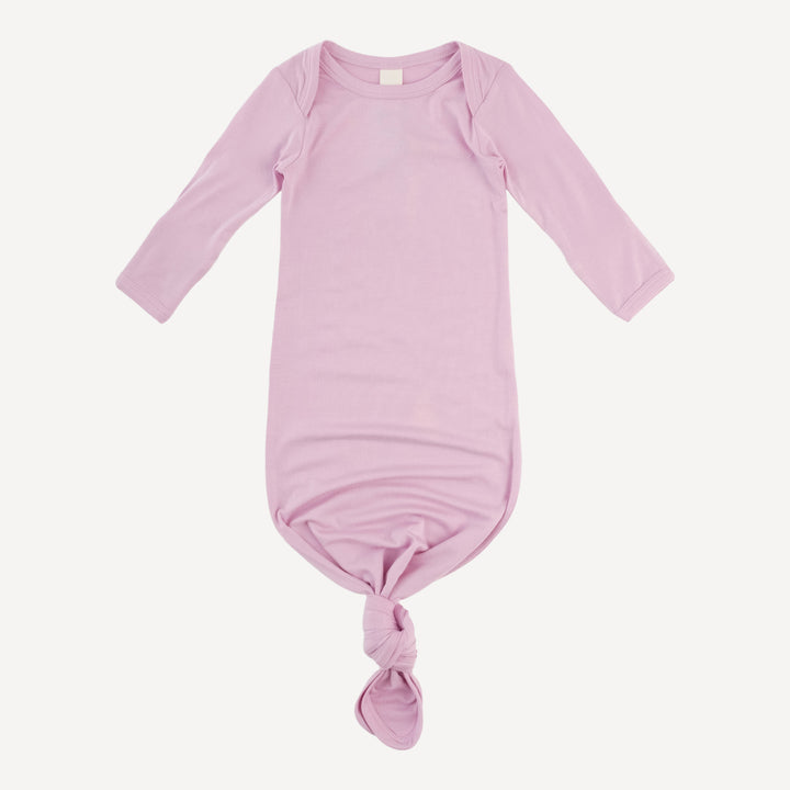 long sleeve lap neck knotted gown | lavender ice | modal
