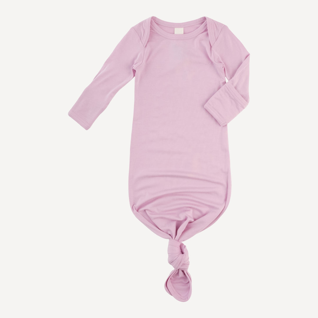 long sleeve lap neck knotted gown | lavender ice | modal