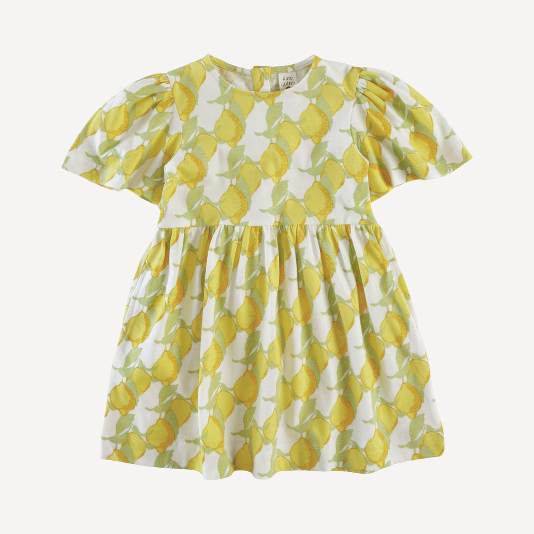 bell sleeve dress | lemons | organic cotton jersey