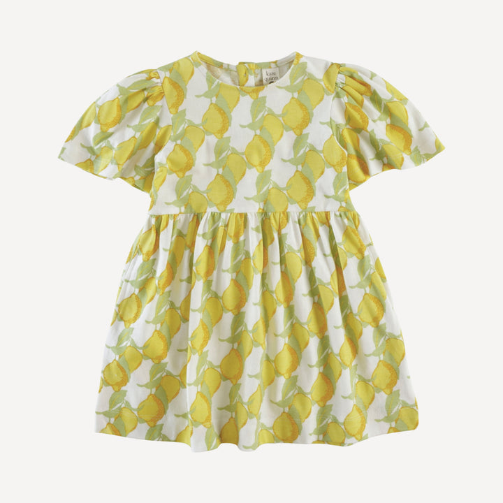 bell sleeve dress | lemons | organic cotton jersey