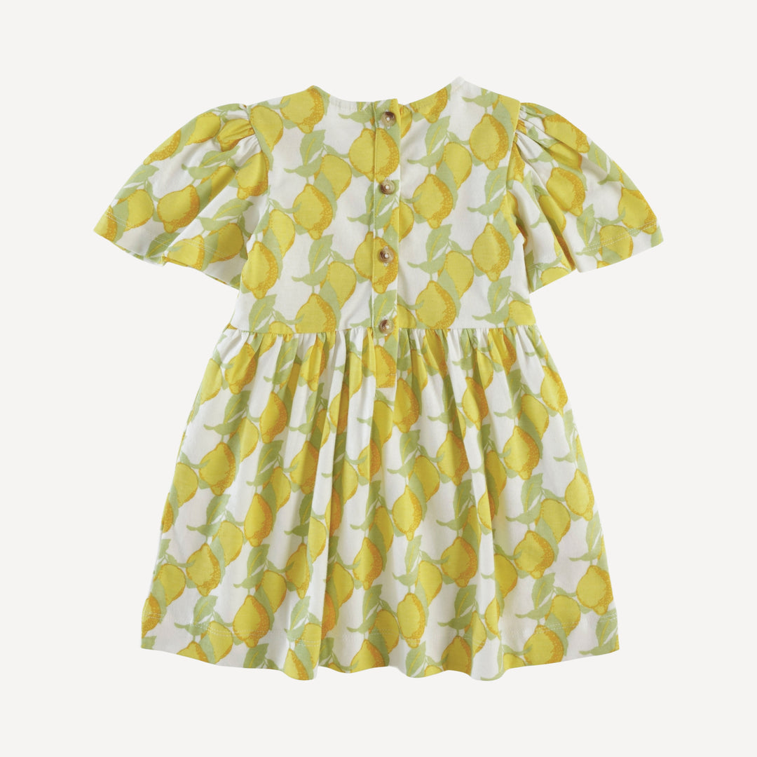 bell sleeve dress | lemons | organic cotton jersey