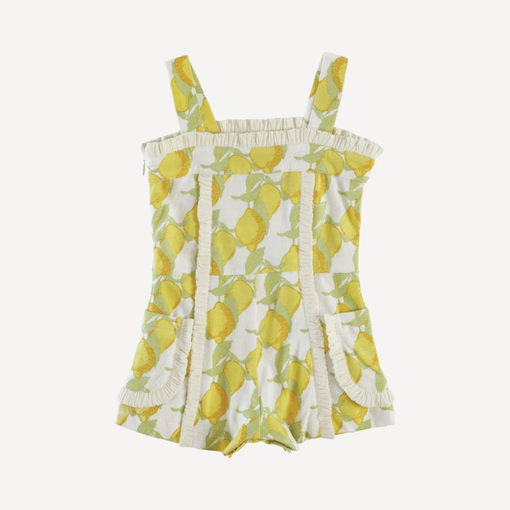 tiny ruffle shortie jumpsuit | lemons | organic cotton jersey