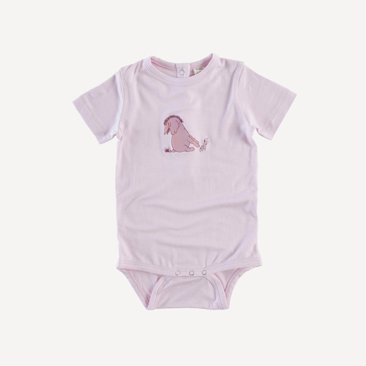 short sleeve eeyore crew neck bodysuit | lilac mist | bamboo