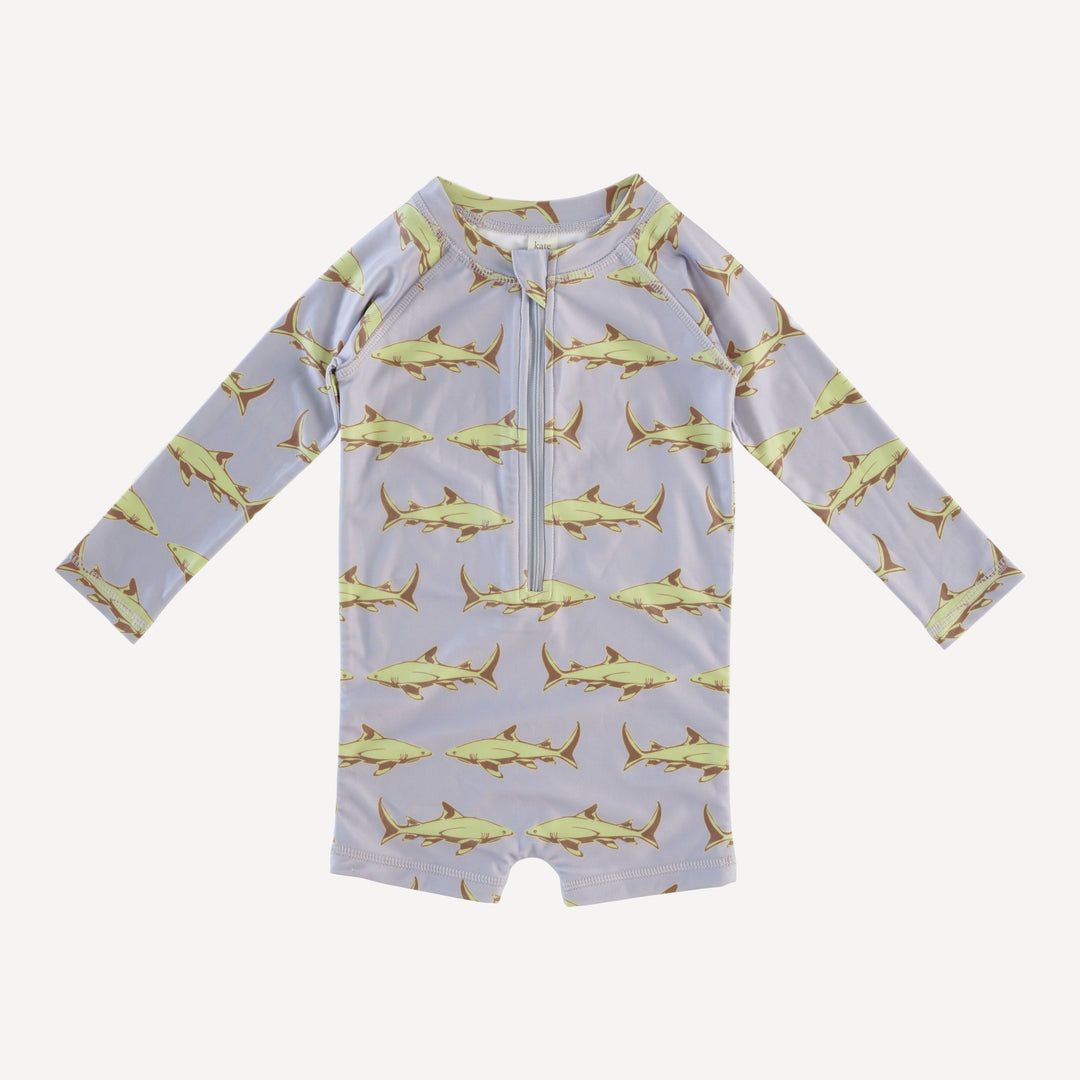 long sleeve zip front rash guard shortie | lime shark | swim