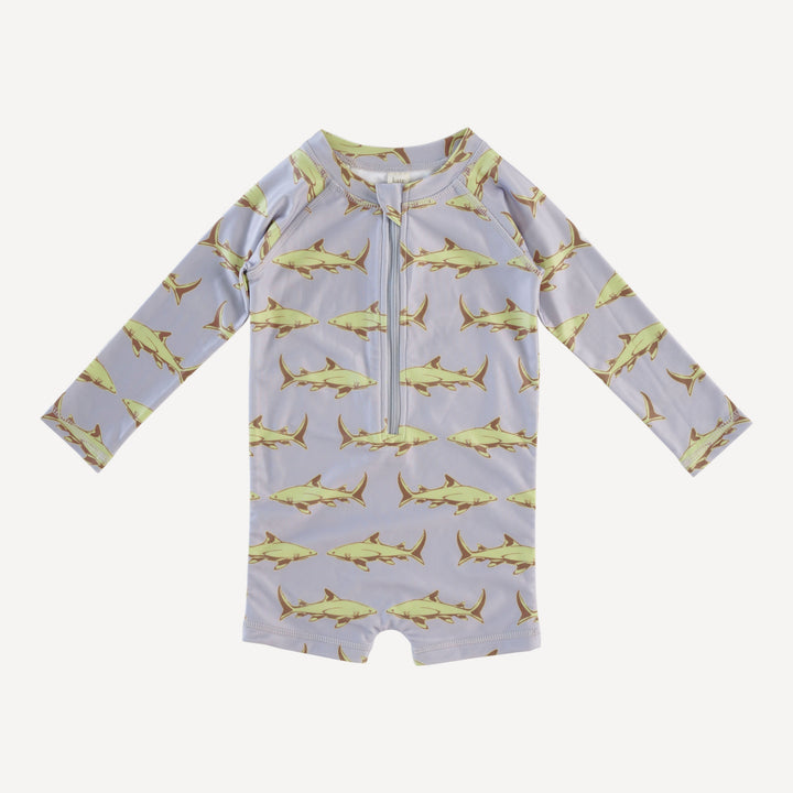 long sleeve zip front rash guard shortie | lime shark | swim
