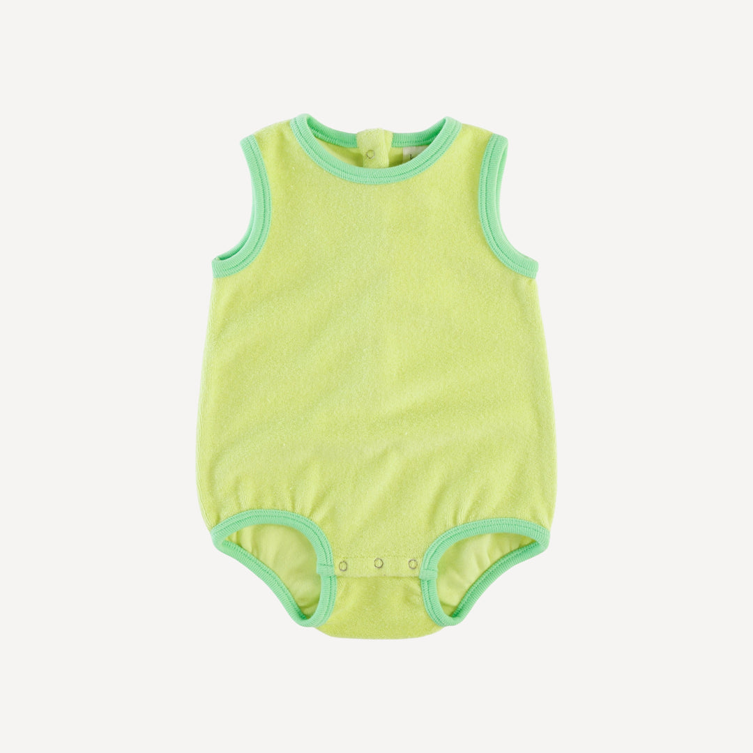 sleeveless ringer bubble | lime | organic cotton terry
