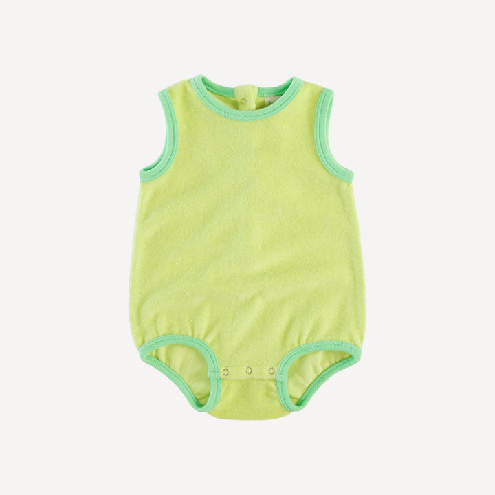 sleeveless ringer bubble | lime | organic cotton terry