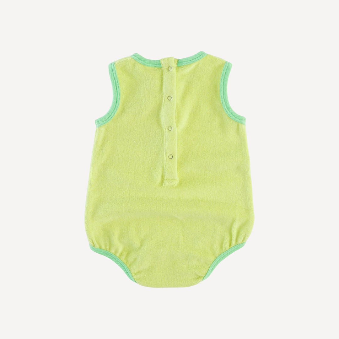 sleeveless ringer bubble | lime | organic cotton terry