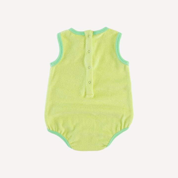 sleeveless ringer bubble | lime | organic cotton terry