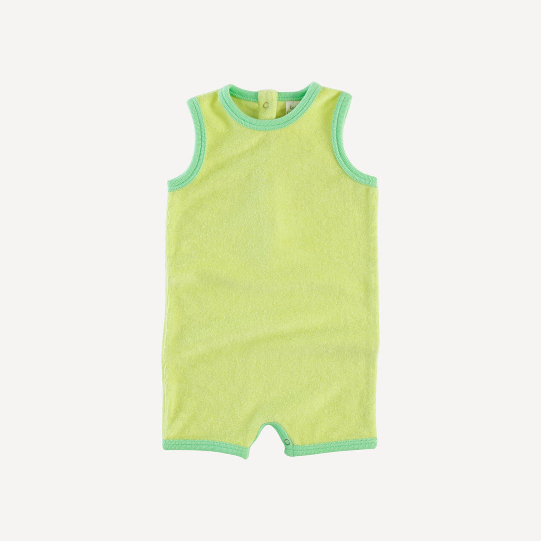 sleeveless ringer shortie | lime | organic cotton terry