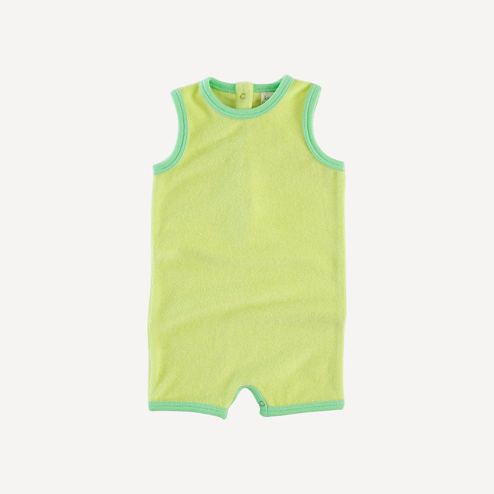 sleeveless ringer shortie | lime | organic cotton terry