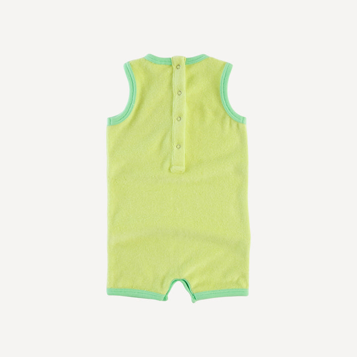 sleeveless ringer shortie | lime | organic cotton terry