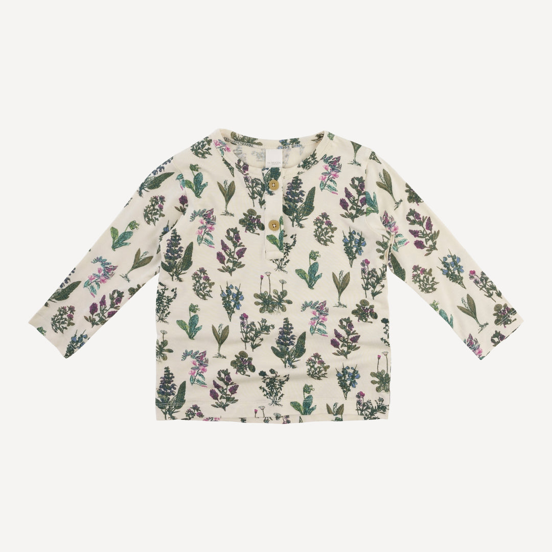 long sleeve basic henley tee | litho floral | modal