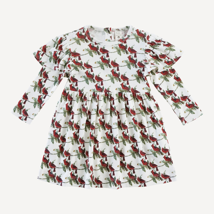 long sleeve flutter sleeve dress | little cardinal | organic cotton single rib