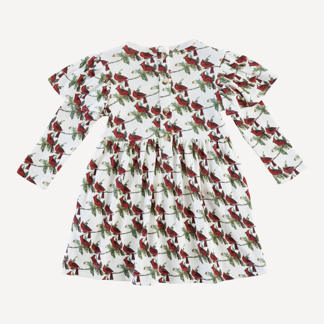 long sleeve flutter sleeve dress | little cardinal | organic cotton single rib