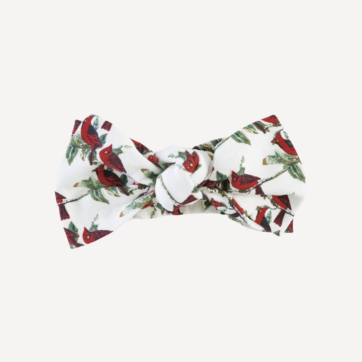 large bow elastic headband | little cardinal | organic cotton single rib