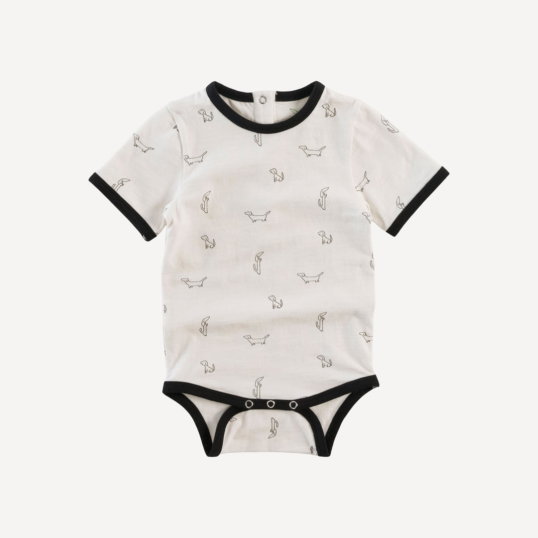 short sleeve ringer bodysuit | little dogs | organic cotton slub