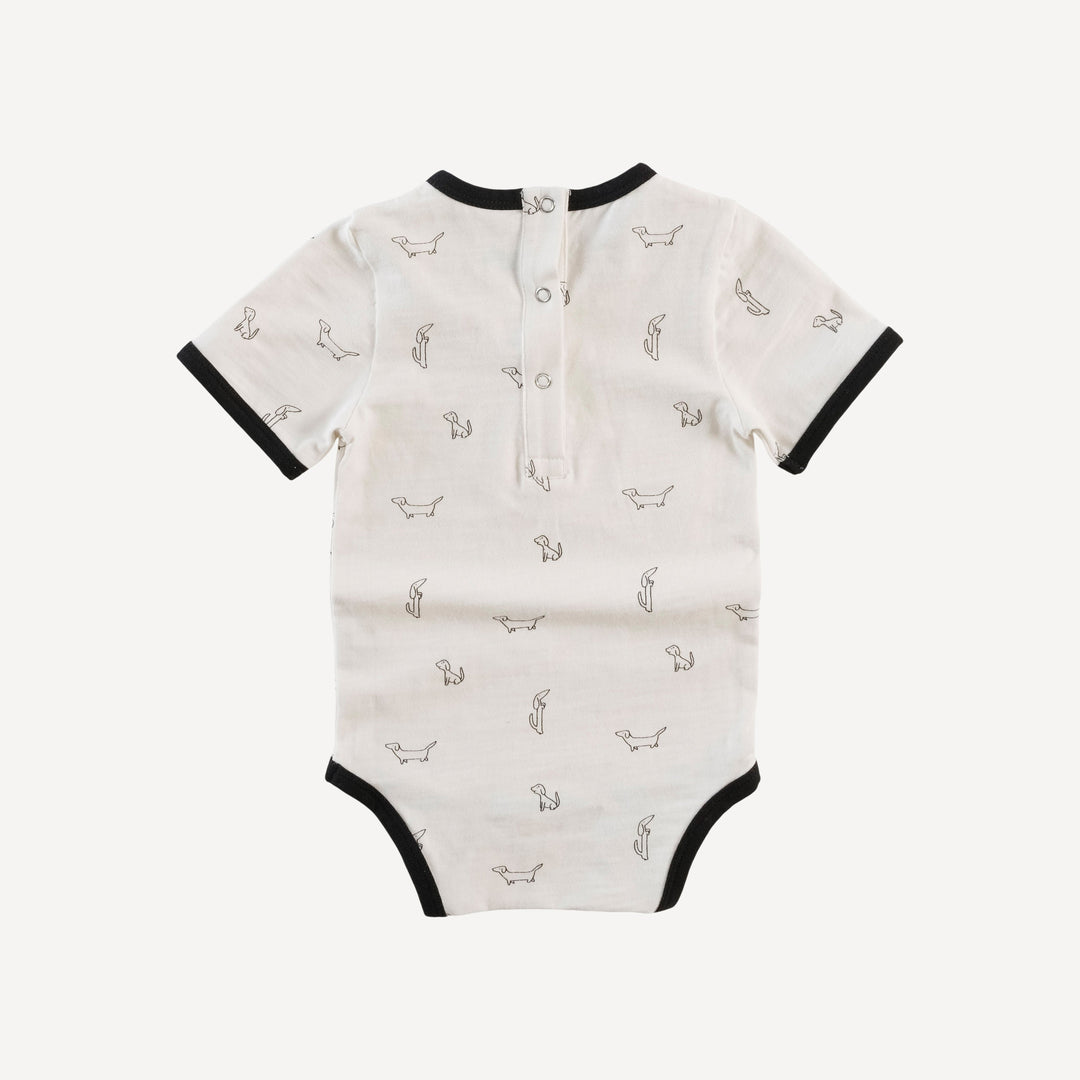 short sleeve ringer bodysuit | little dogs | organic cotton slub