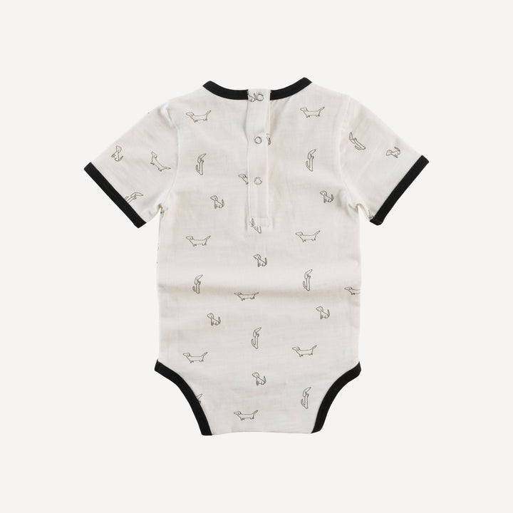 short sleeve ringer bodysuit | little dogs | organic cotton slub