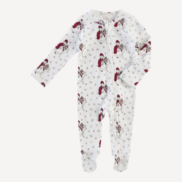 long sleeve two way zipper footie | little red | organic cotton interlock