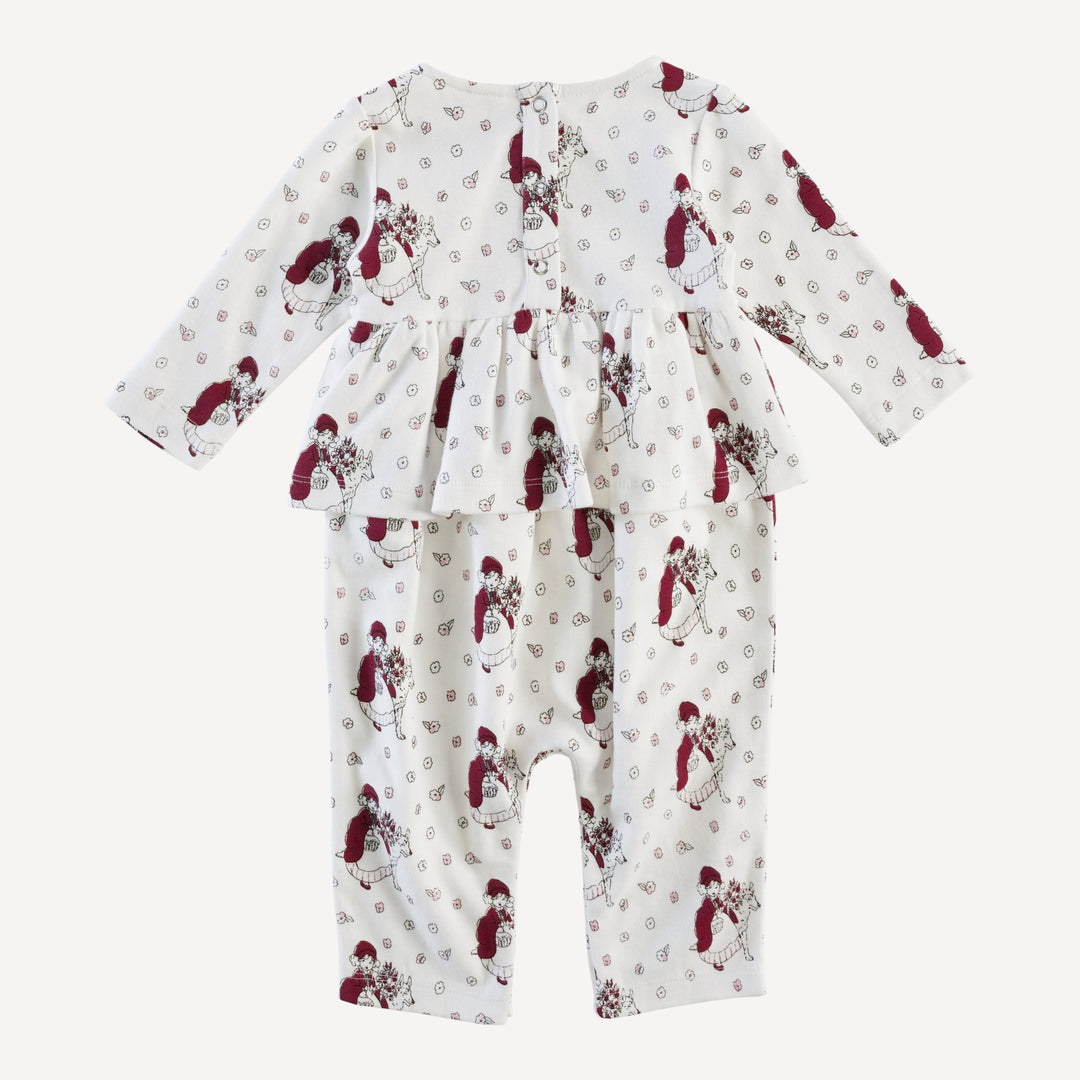 long sleeve ruffle jumpsuit | little red | organic cotton interlock