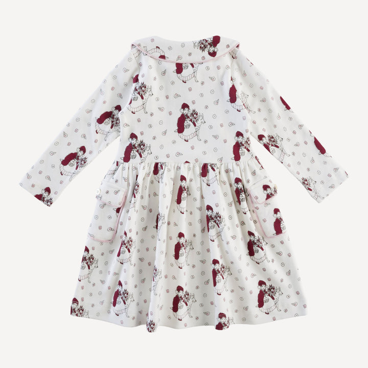 long sleeve peter pan apron dress | little red | organic cotton interlock