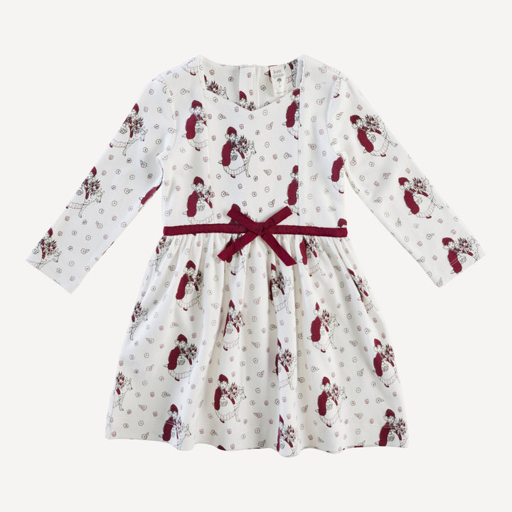 long sleeve skinny bow dress | little red | organic cotton interlock