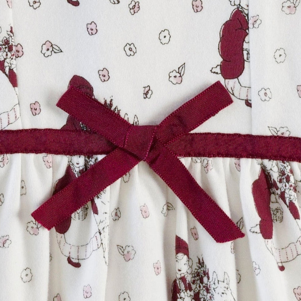 long sleeve skinny bow dress | little red | organic cotton interlock