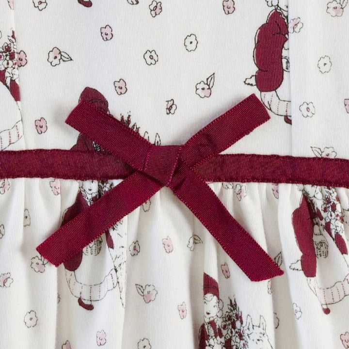 long sleeve skinny bow dress | little red | organic cotton interlock
